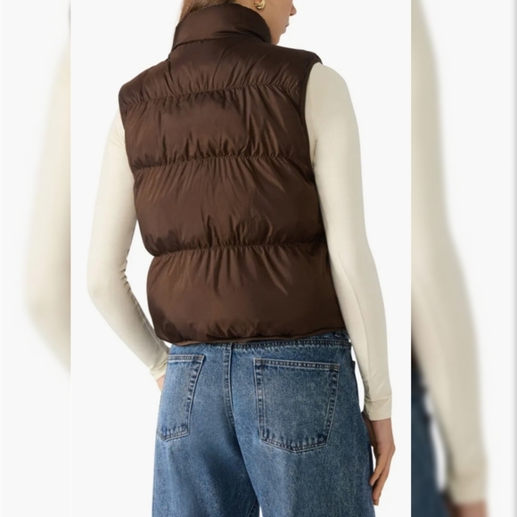 Steve Madden Brady Reversible Puffer Vest Brown Nylon & Faux Fur Women's Large - Picture 3 of 4